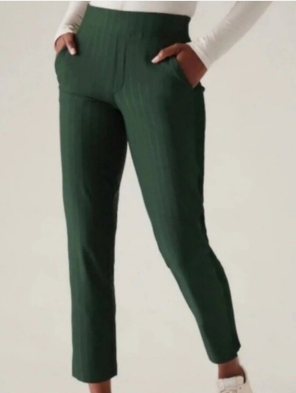 Athleta Brooklyn Mid Rise Ankle Pant Color: Seaweed Gloss Stripe Size 16 EUC